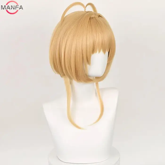 Perruque de Cosplay Anime Sakura Kinomoto, perruque courte de 46cm pour femmes et filles, cheveux sy