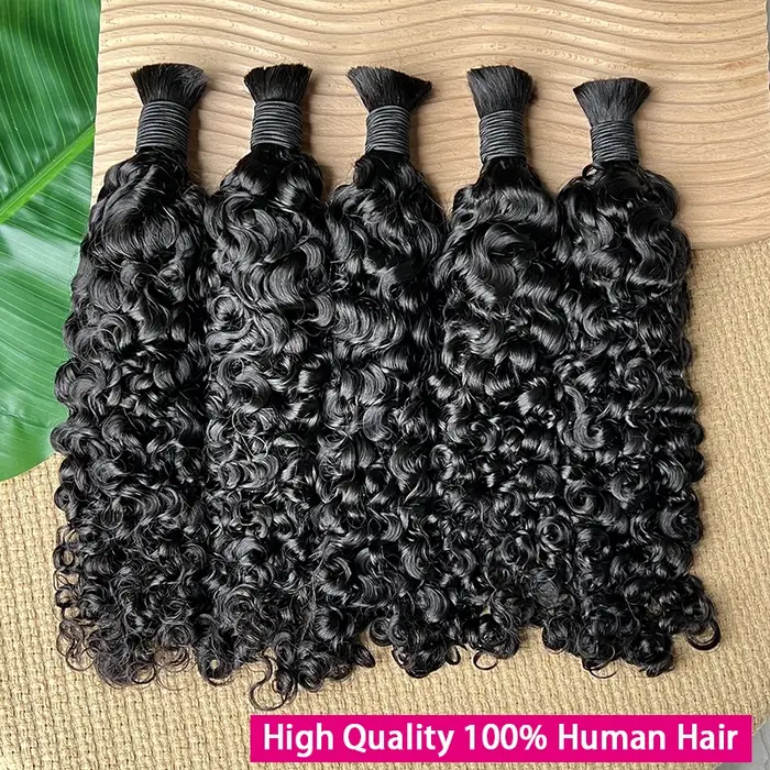 Cheveux humains en vrac bruts pour tresser en gros birmans bouclés Boho tresses Extensions de cheveu