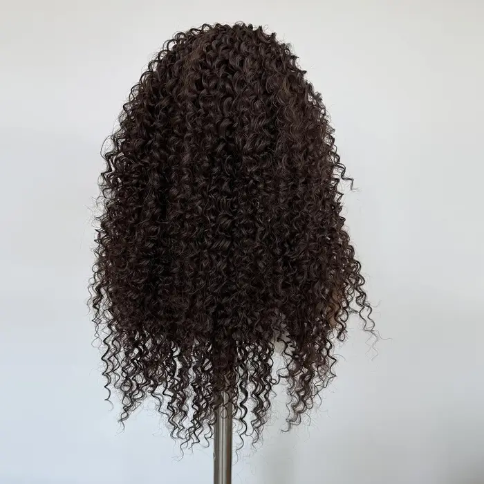 Perruque bouclée marron chocolat 13x4 Lace Front