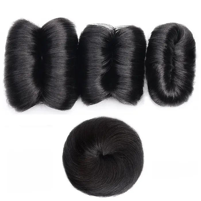 Tissage en lot brésilien naturel bouclé avec Closure circulaire, Extensions de cheveux courts, pour 