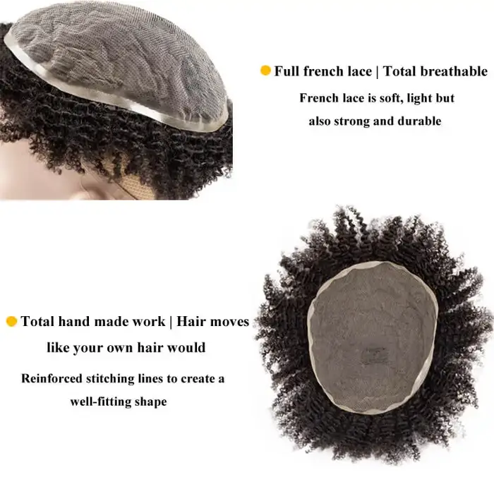Perruque Afro pour hommes perruques toupet de haute qualité