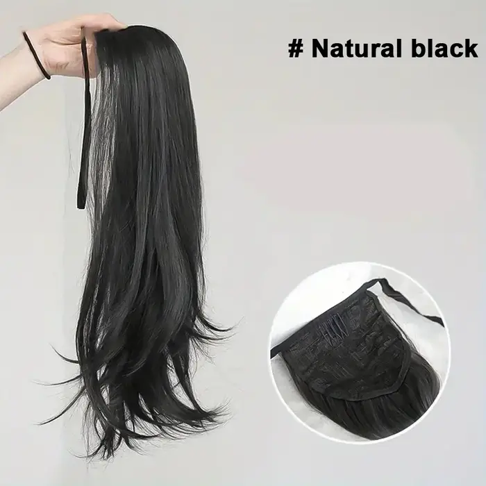 Postiche synthétique longue queue de cheval Extensions de cheveux noir brun perruques pour les femme