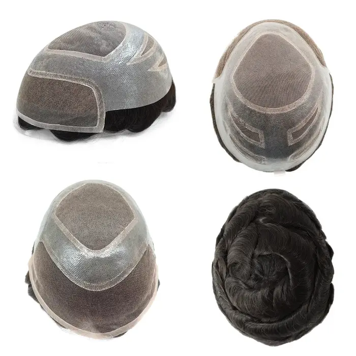 Système capillaire Mono fin pour hommes, dentelle frontale avec Mono et peau, prothèse capillaire hy