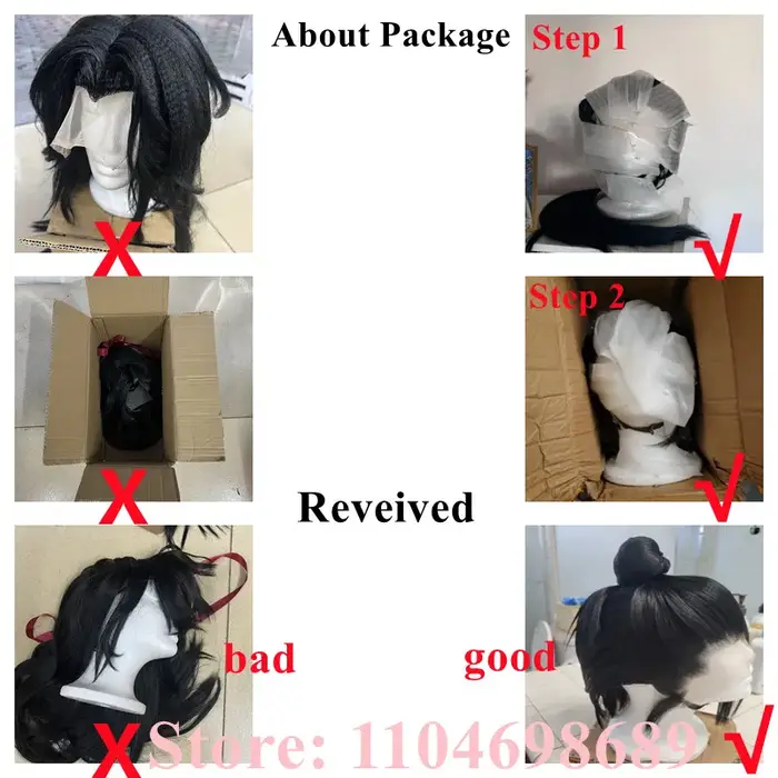 Style Mo Ran Cosplay perruques noir avec queue de cheval haute