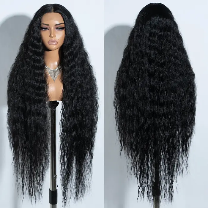 Perruques de Cosplay synthétiques en dentelle pour femmes noires cheveux longs bouclés 42 pouces Cos
