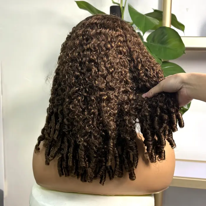 Perruques de cheveux humains bouclés en spirale ombré foncé sans colle 350% 5x5