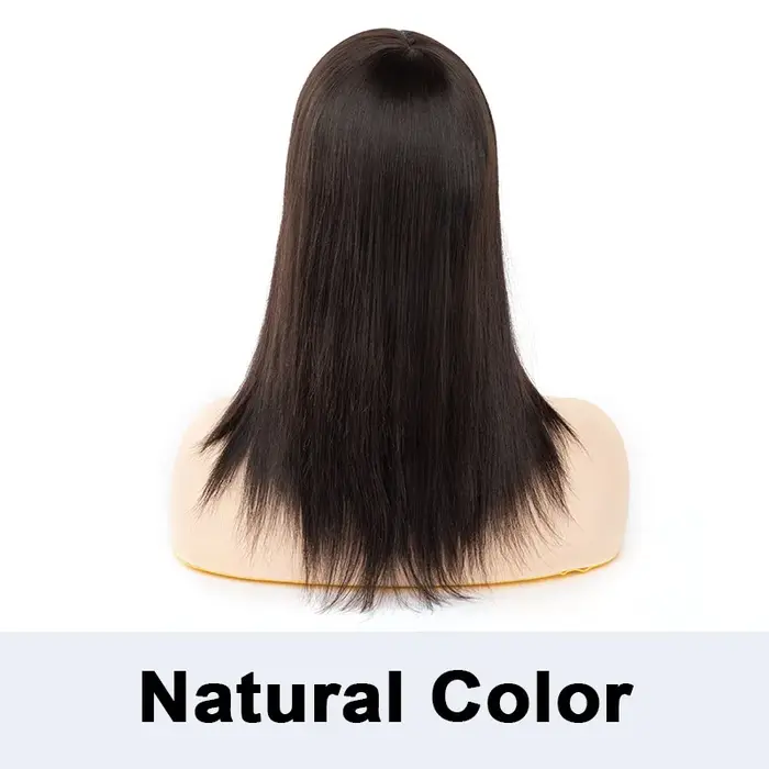 Perruques de cheveux humains pleine PU cheveux noirs naturels perruques de femmes 180% densité perru
