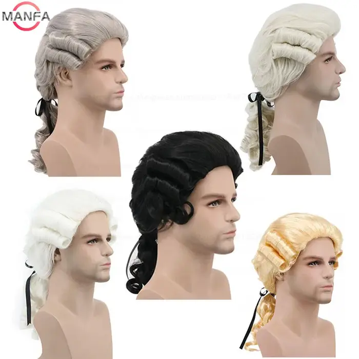 Perruque de Cosplay synthétique bouclée pour avocat