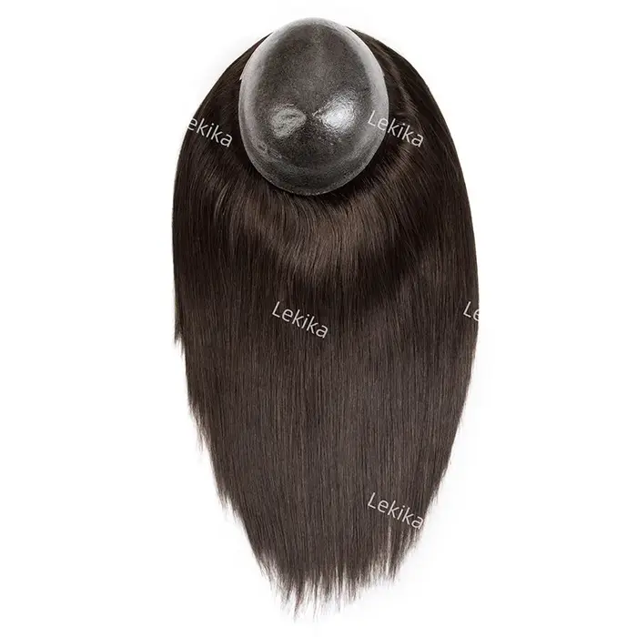 PU femmes toupet postiches 100% perruques de cheveux humains épingles