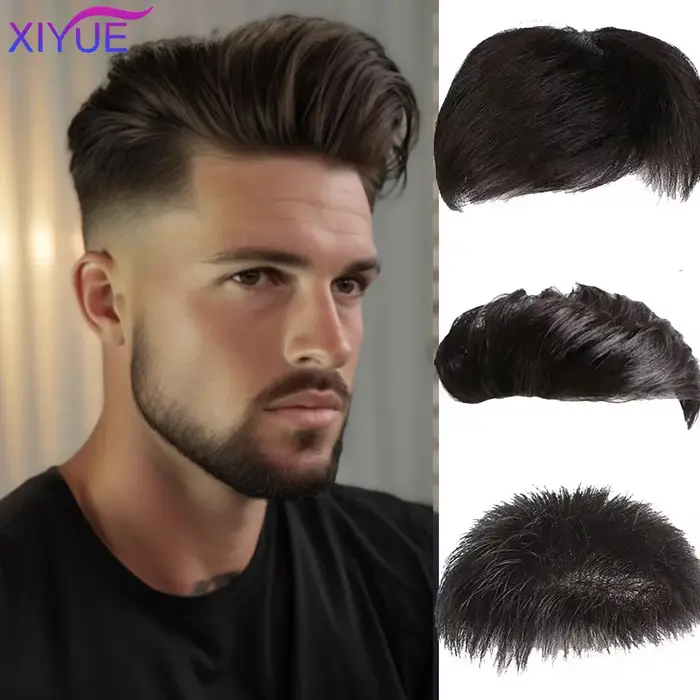 XY synthétique naturel faux postiche pour hommes naturel Invisible Topper fermeture postiche adapté