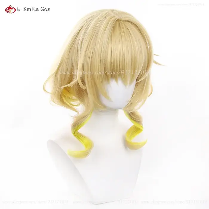 Hbackpack Aglaea-Perruque de Cosplay Jaune Dégradé Or