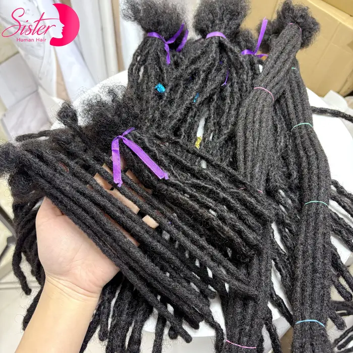 100% Extension Loc faite à la main cheveux humains avec extrémités bouclées 50 brins 8-14 pouces