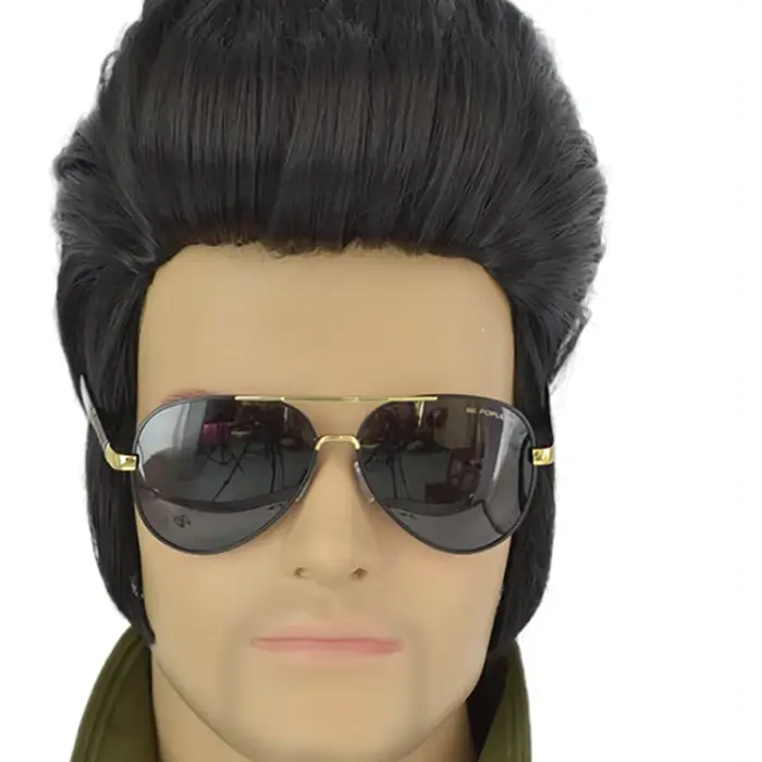 HAIRJOY cheveux synthétiques 50's hommes perruque noire