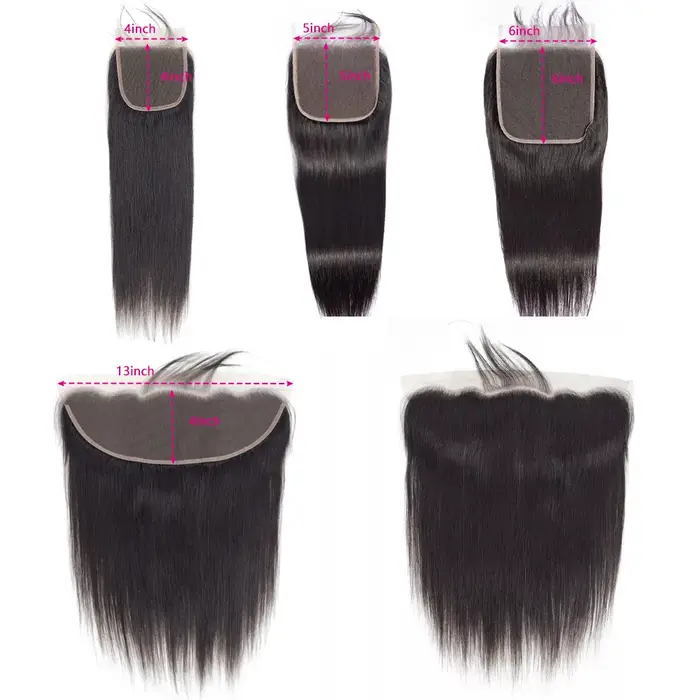 30 40 pouces paquets de cheveux humains droits avec fermeture 5x 5/6x6 paquets bruts brésiliens 100%