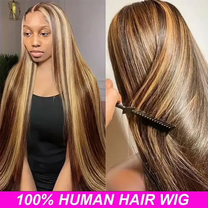13x6 Ombre mettre en évidence dentelle avant perruques cheveux humains avec des cheveux de bébé 4/27