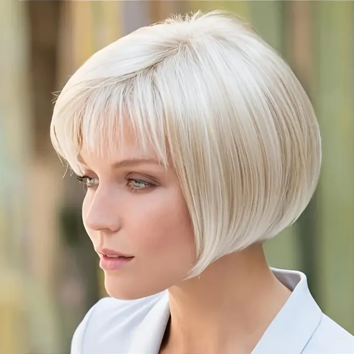 Perruque synthétique blanche en fibre chimique pour femmes