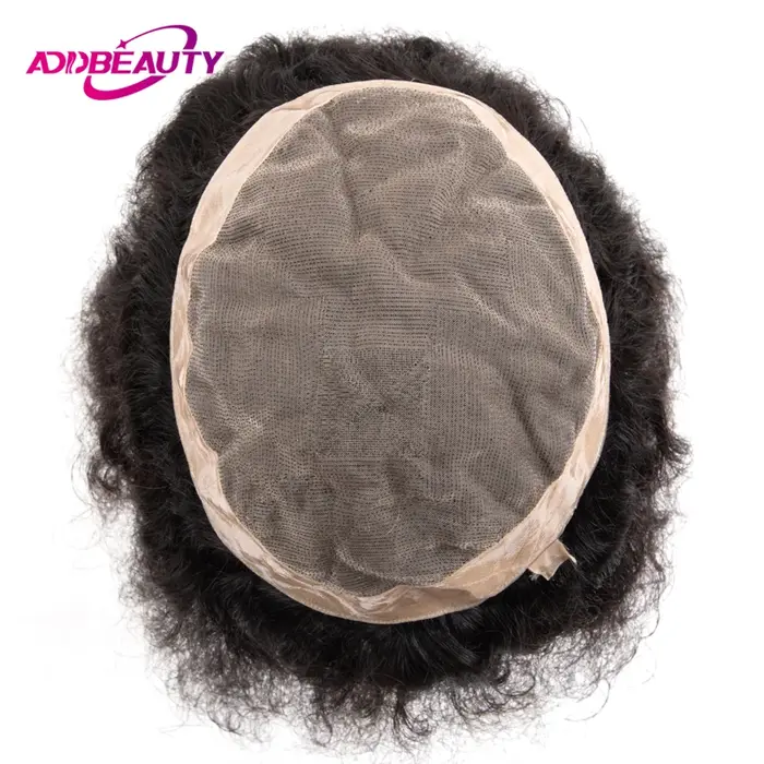 Hommes toupet cheveux humains Fine Mono NPU indien perruques