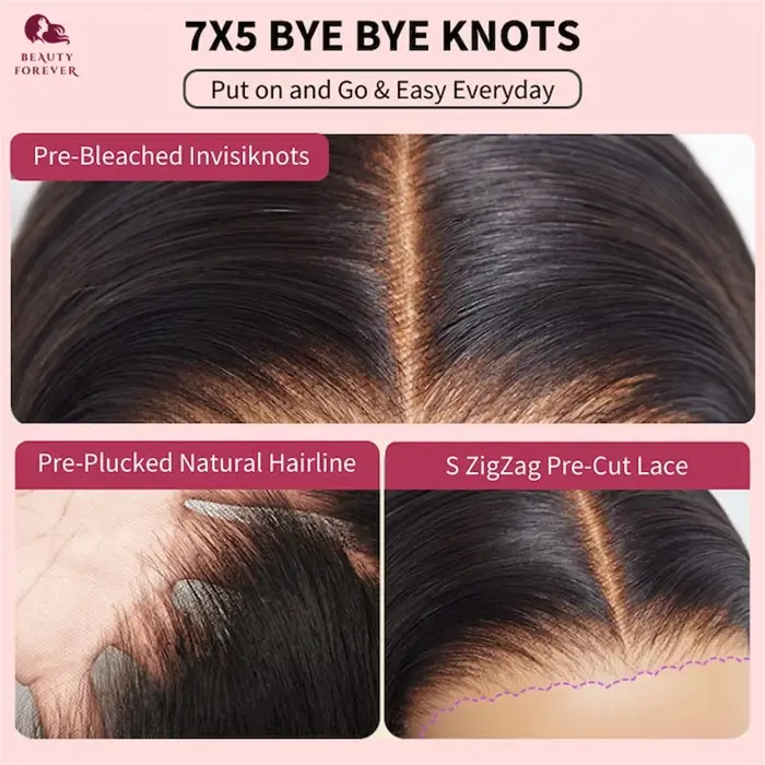 Perruque sans colle Beauty Forever Bye Bye Slip Balayage Brown en cheveux humains 100% brésiliens