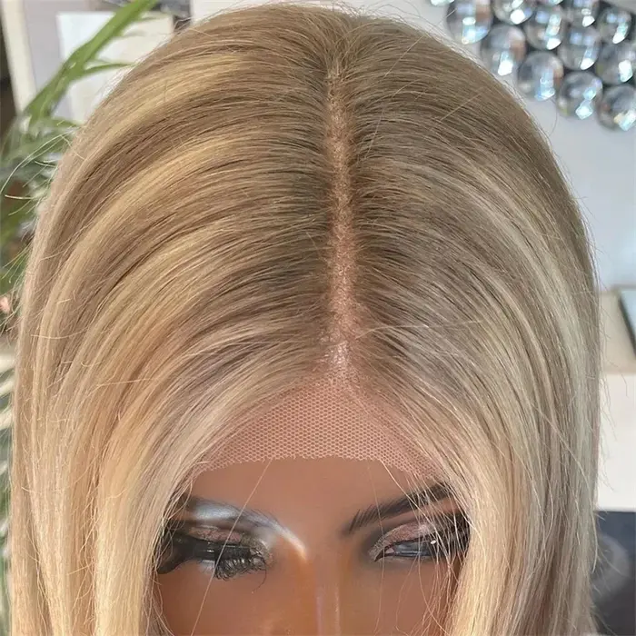 Perruque Lace Front Longue et Droite de 26 pouces, Cheveux Synthétiques Mélangés à 5% de Cheveux Hum