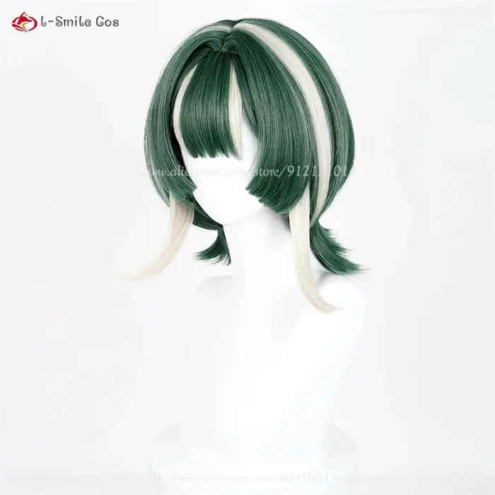 Guita Cosplay perruque 30 cm vert blanc-or perruques mixtes pour femmes hommes Anime