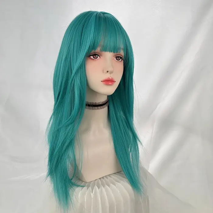 VICWIG – perruque synthétique longue et lisse avec frange pour femmes