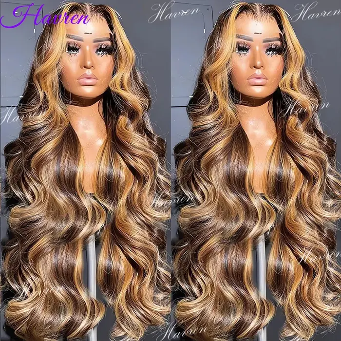 Perruques Lace Front HD 13x6 et 13x4 en cheveux humains, ondulées, avec mèches ombrées 1B/30 et P4/2