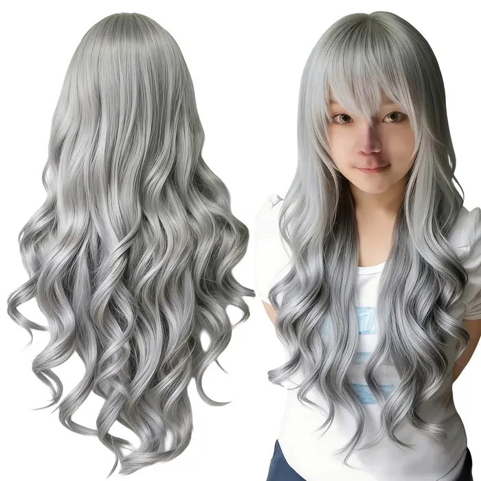 Perruque synthétique longue brune pour cosplay, perruque lolita bouclée, perruque anime, postiche Ch
