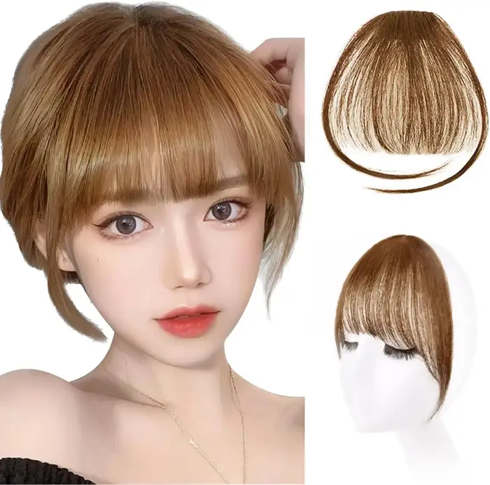 100% vrais cheveux humains pince sur frange pour les femmes