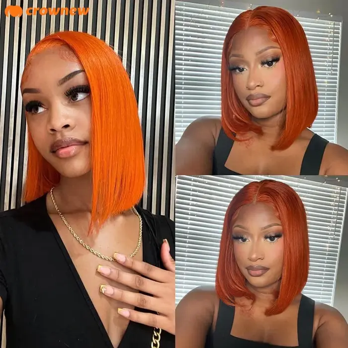 Perruque en cheveux humains couleur gingembre #