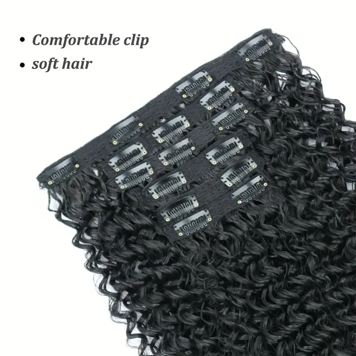 Extensions de cheveux synthétiques bouclées crépues à clipser