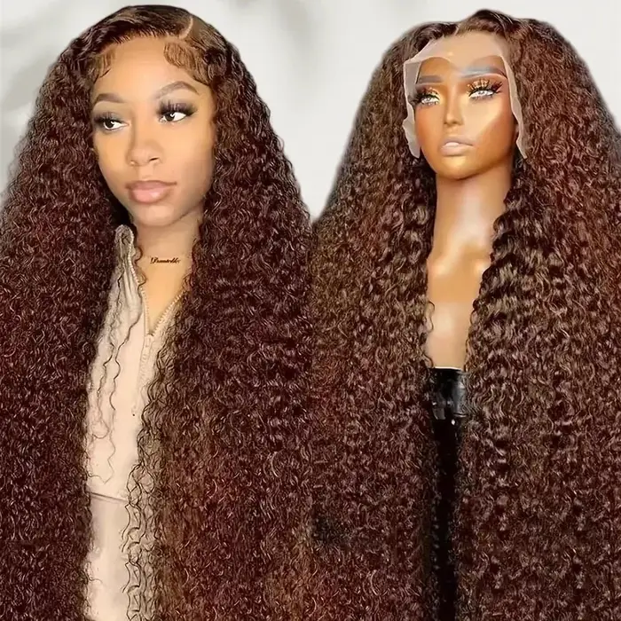 Perruque Deep Wave, raie au milieu, cheveux synthétiques tissés à la machine, pour femmes