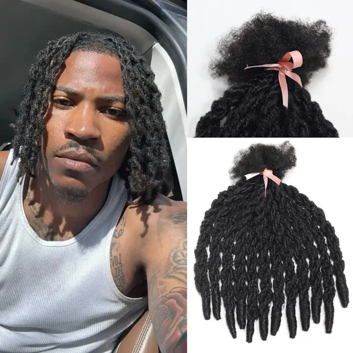 Extensions Loc synthétiques double torsion pour hommes, cheveux Dreadlock permanents, 12 couleurs disponibles, 14 pouces, largeur 2 cm, 12 brins