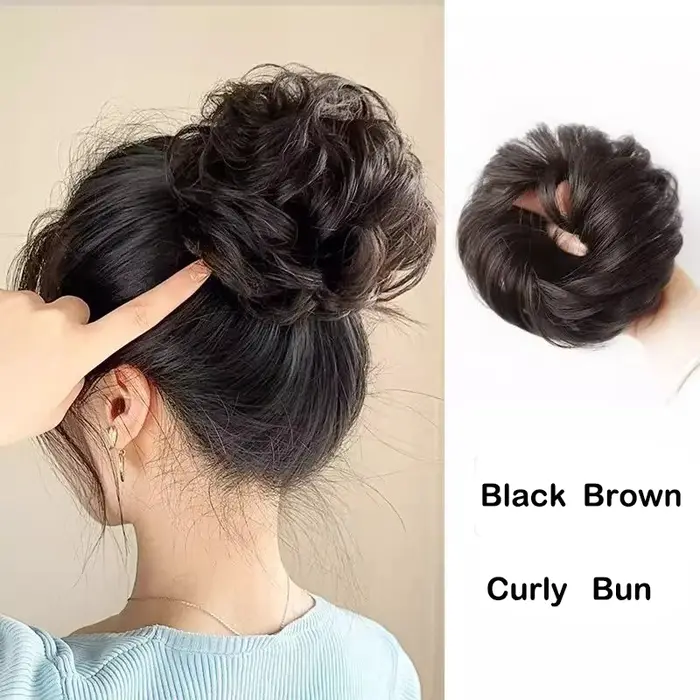 Extensions de chignon synthétique bouclé désordonné, postiches élastiques, chignon synthétique en fo