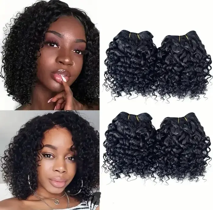 Extensions de cheveux synthétiques Jerry Curly, bouclés crépus, style bob court, blond miel, 8-10 po