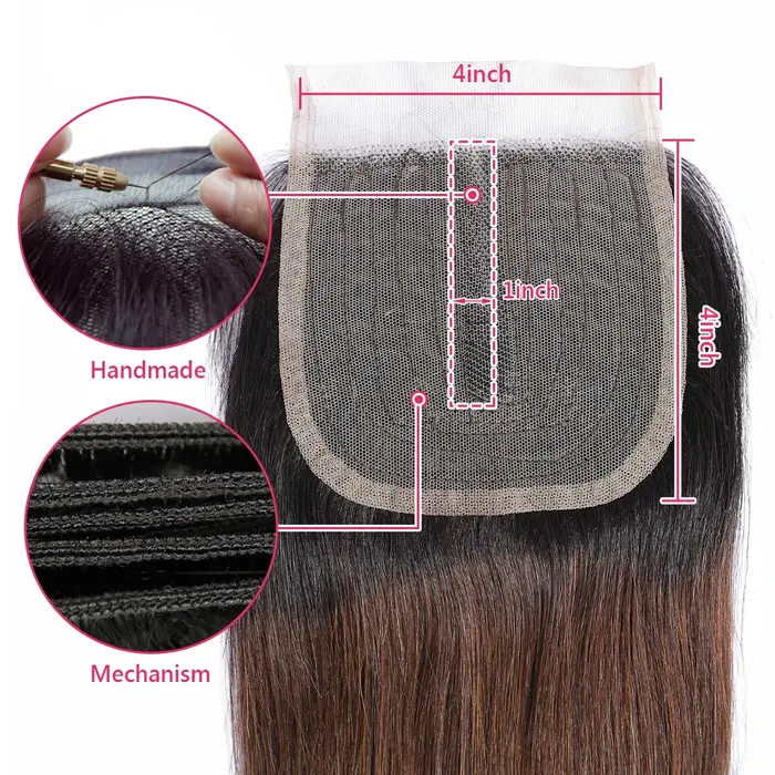 Tissage en lot brésilien naturel Body Wave avec closure, mèches de cheveux vierges 1b/4/27 1b/4/30, 