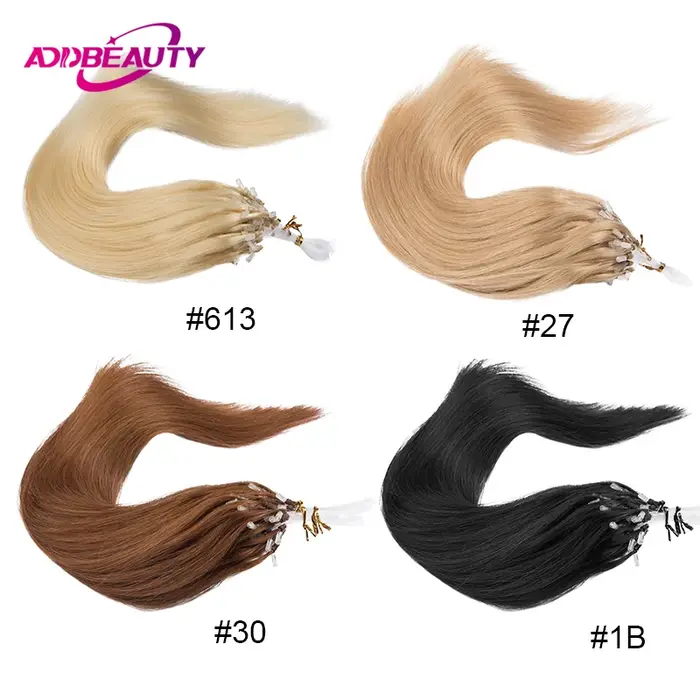 Micro boucle Extension de cheveux humains droite réel
