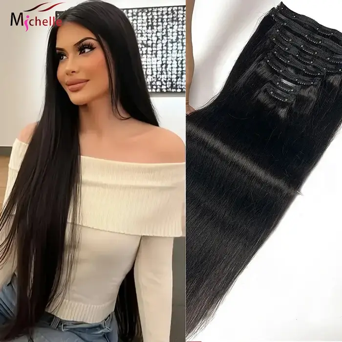 Clip dans l'extension de cheveux droite vrais