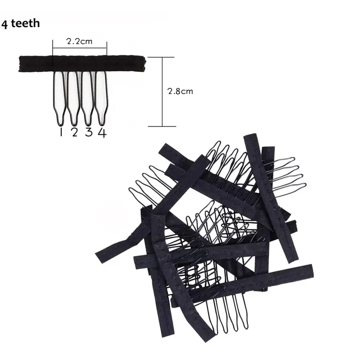 Pinces à perruque 4-7 dents, clips pour extensions de cheveux en acier inoxydable, peignes à clipser