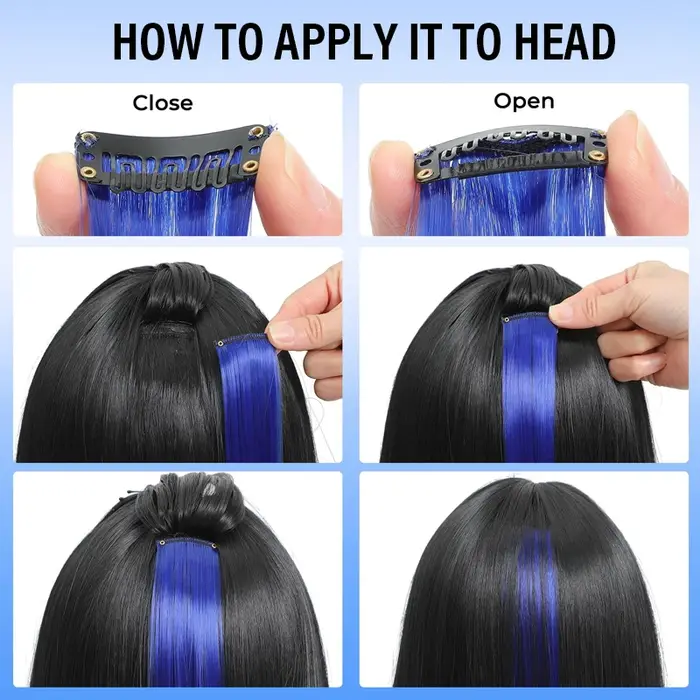 Extensions de cheveux colorées à clipser - Fibre mate haute température de 55 cm