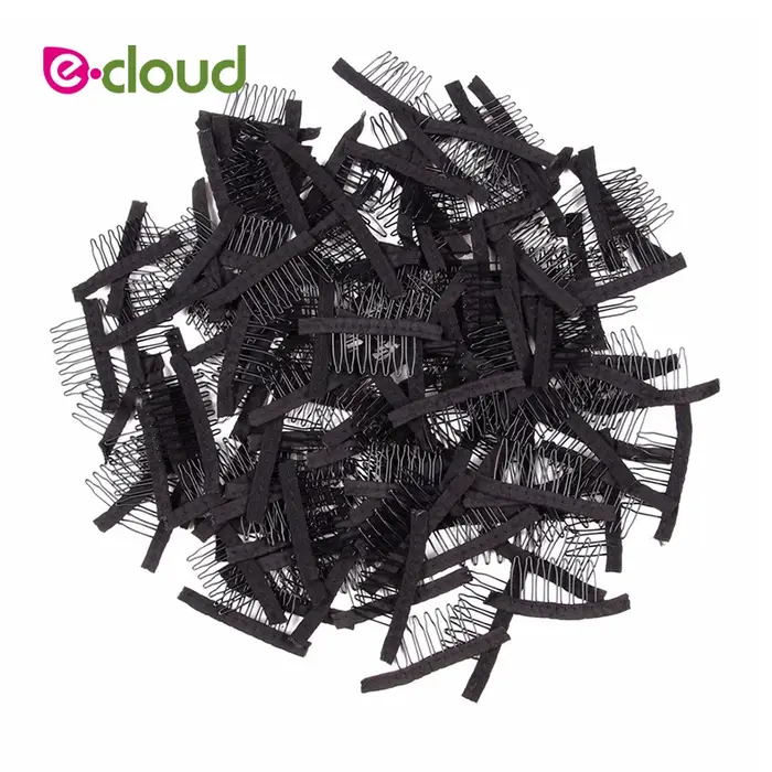Peigne de perruque noir 50 pièces/sac, Clips de perruque bon marché, Extensions de cheveux, Clips de