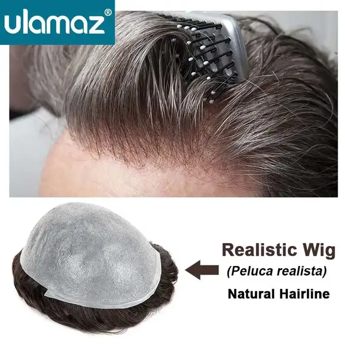 Prothèse capillaire réaliste pour homme, ultra-fine 0,02-0,03 mm, système capillaire indétectable po
