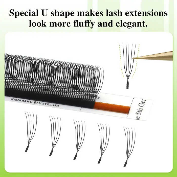 NAGARAKU U forme 2D/3D/4D/5D lumière douce Extensions de cils naturels moelleux vison fausse fourrure parallèle fournitures de maquillage