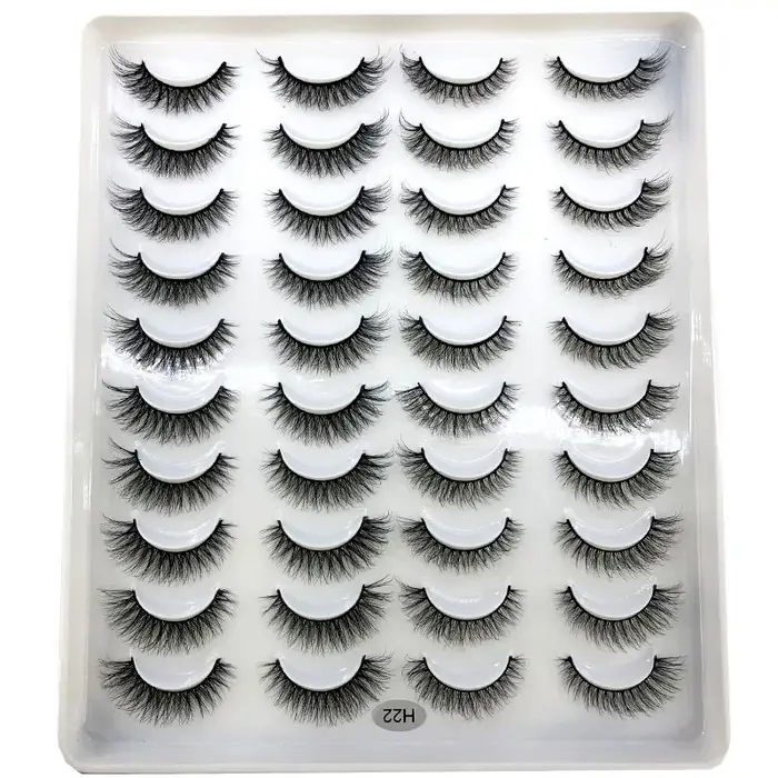 Faux-cils 3D en faux vison, 20 paires, naturels, dramatiques, moelleux, doux, contaminants, volume c