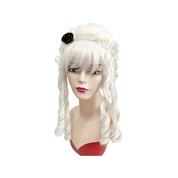 Perruque synthétique blanche bouclée pour chignon