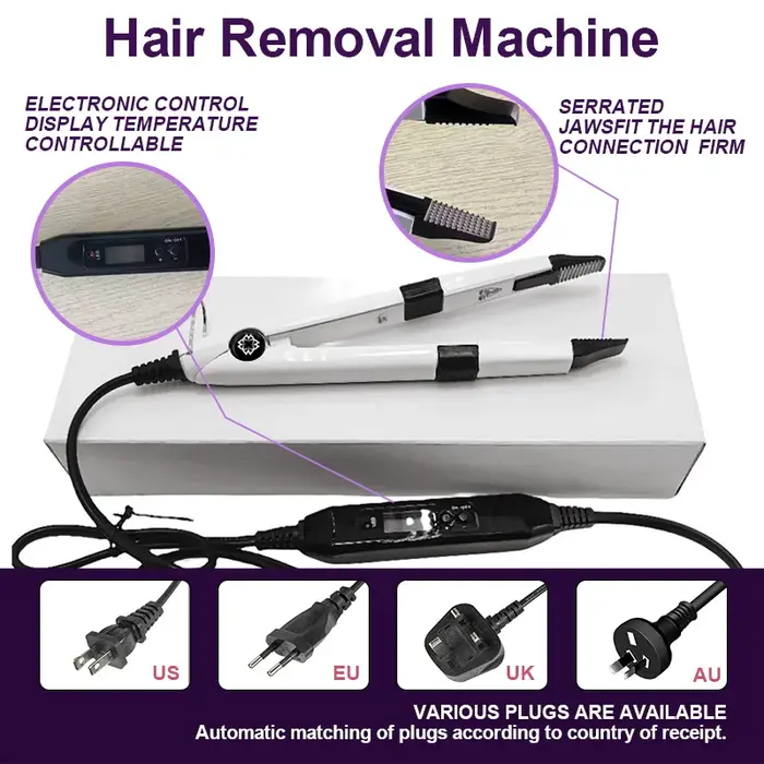 Kit Complet d'Extensions Capillaires UV 2025 Original avec Colle UV Longue Durée et Machine de Retrait - Outils de Coiffure Professionnels pour Salon