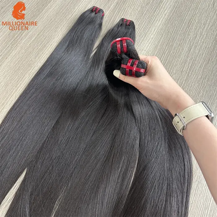 20A Super Double dessiné vierge droite tissage paquets cheveux humains crus vietnamien non transform