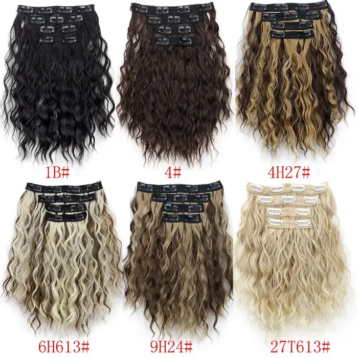 Ensemble d'extensions de cheveux synthétiques à clipser pour femmes et filles