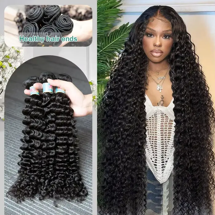 Lots de Cheveux Humains Ondulés Profonds (Loose Deep Wave) de 32, 36, 40 Pouces, Cheveux Brésiliens 