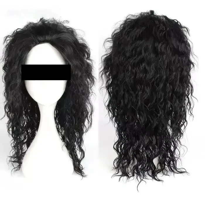 Perruque noire mi-longue bouclée pour cosplay Michael Jackson, perruque de jeu de rôle Michael, perr