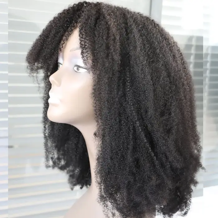 Perruque de cheveux humains longs bouclés 4C